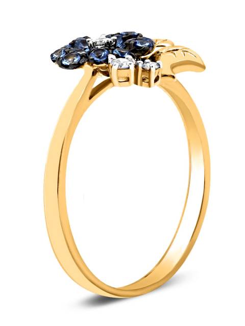 Кольцо из жёлтого золота с бриллиантами и сапфирами (001361)