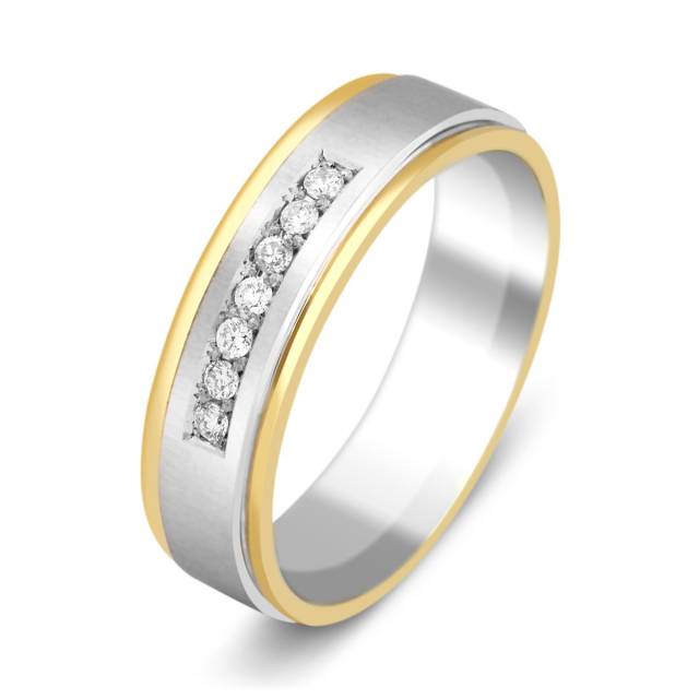 Обручальное кольцо из комбинированного золота с бриллиантами (014559)