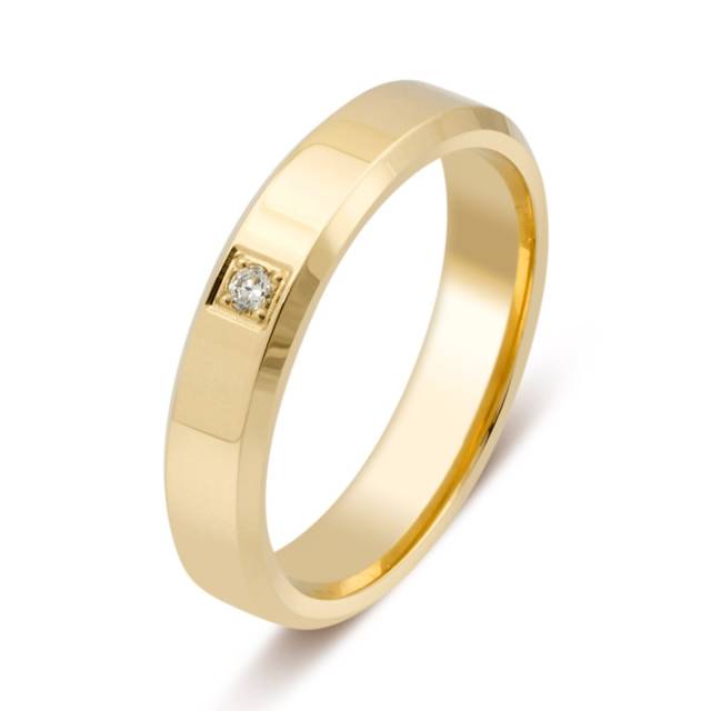 Обручальное кольцо из жёлтого золота с бриллиантом (028711)