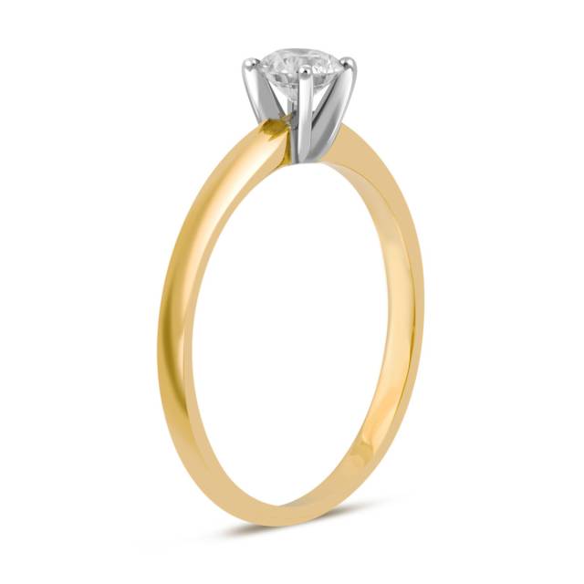 Помолвочное кольцо из комбинированного золота с бриллиантом (039513)