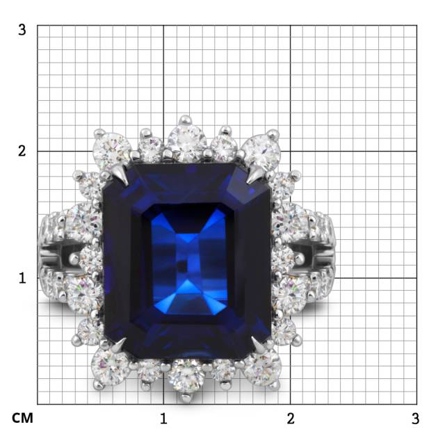 Кольцо из белого золота с бриллиантами и сапфиром (047974)