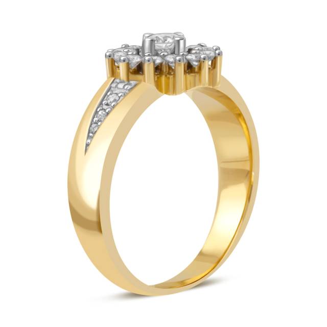 Помолвочное кольцо из комбинированного золота с бриллиантами (030883)
