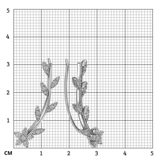 Серьги каффы из белого золота с бриллиантами (063726)