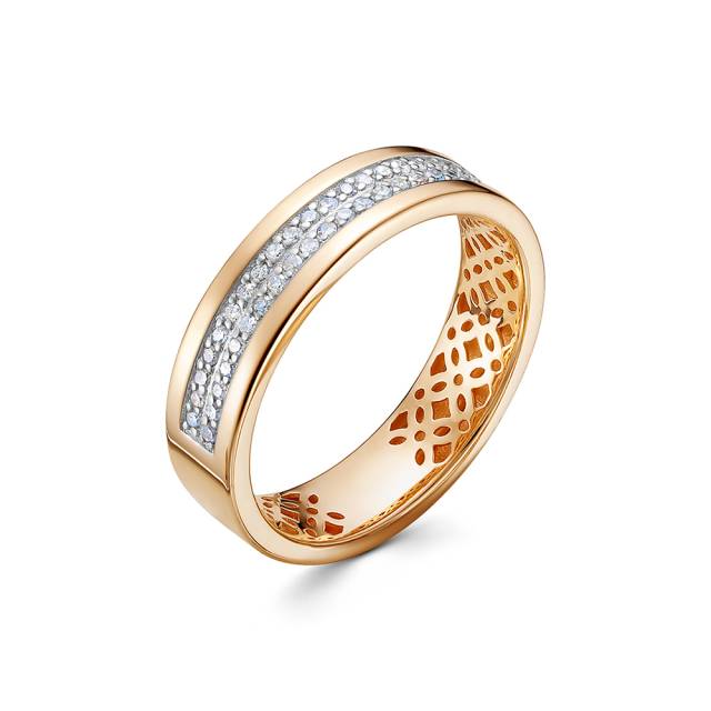 Обручальное кольцо из красного золота с бриллиантами (054196)