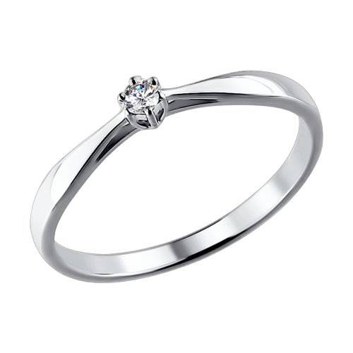 Помолвочное кольцо из белого золота с бриллиантом (026261)