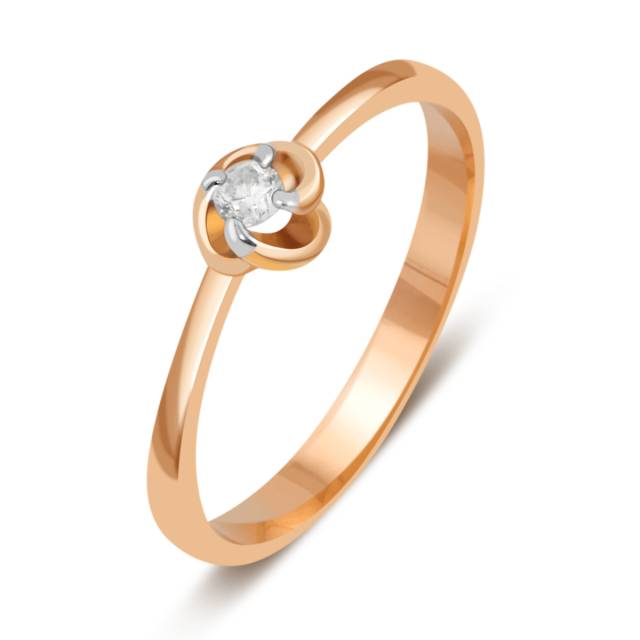 Помолвочное кольцо из красного золота с бриллиантом (032754)