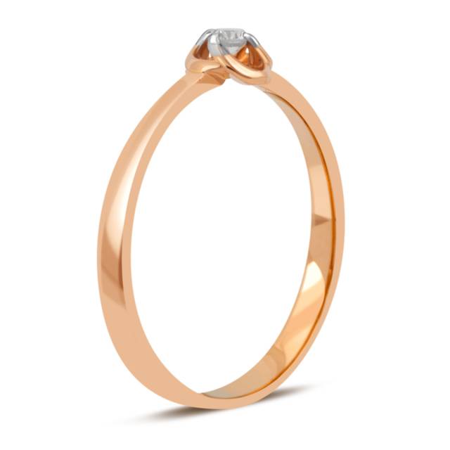 Помолвочное кольцо из красного золота с бриллиантом (032754)
