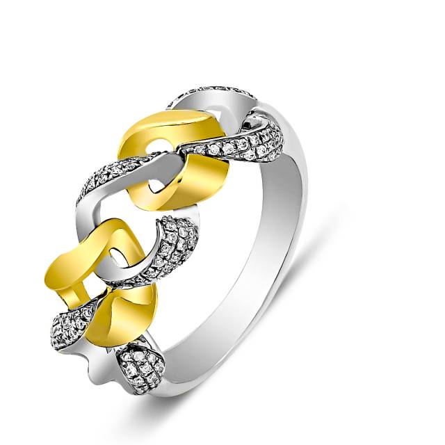 Кольцо из комбинированного золота с бриллиантами (015133)