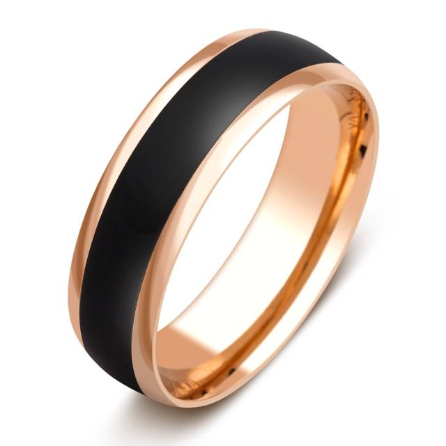 Обручальное кольцо из красного золота с керамикой (026005)