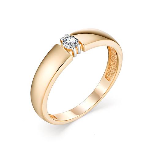 Помолвочное кольцо из красного золота с бриллиантом (043495)