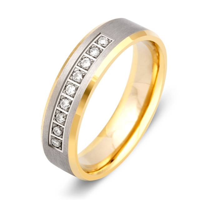 Обручальное кольцо из комбинированного золота с бриллиантами (008291)
