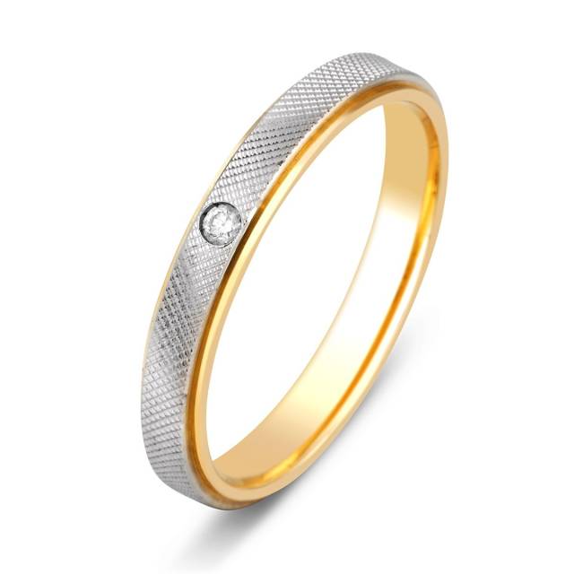 Обручальное кольцо из комбинированного золота с бриллиантом TIAMO (000060)