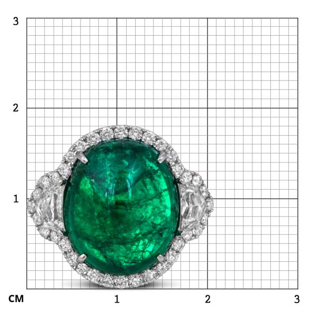 Кольцо из белого золота с изумрудом и бриллиантами "Crivelli" (054123)