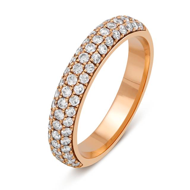 Обручальное кольцо из красного золота с бриллиантами (027463)