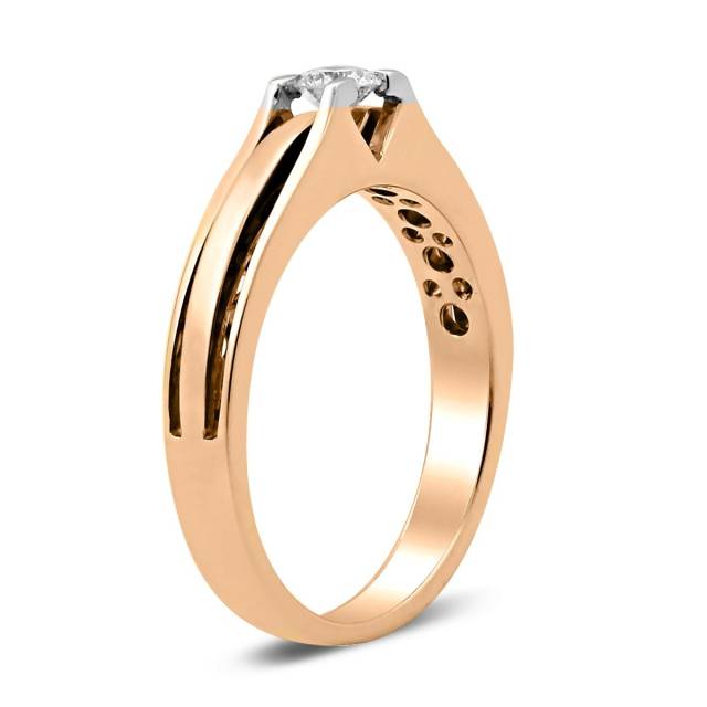 Помолвочное кольцо из красного золота с бриллиантом (025717)