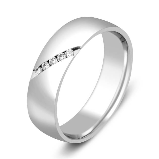 Обручальное кольцо из белого золота с бриллиантами (010773)
