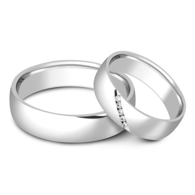 Обручальное кольцо из белого золота с бриллиантами (010773)