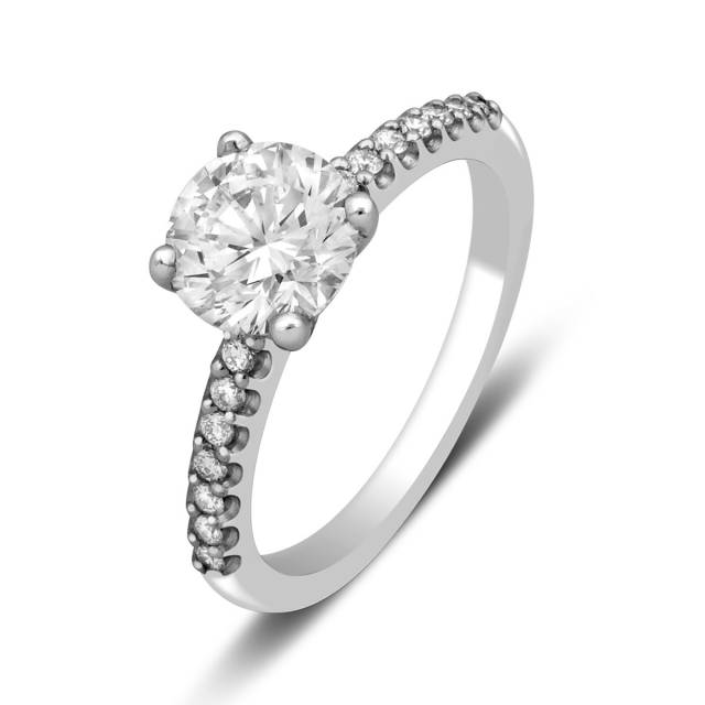 Помолвочное кольцо из платины с бриллиантами (025445)