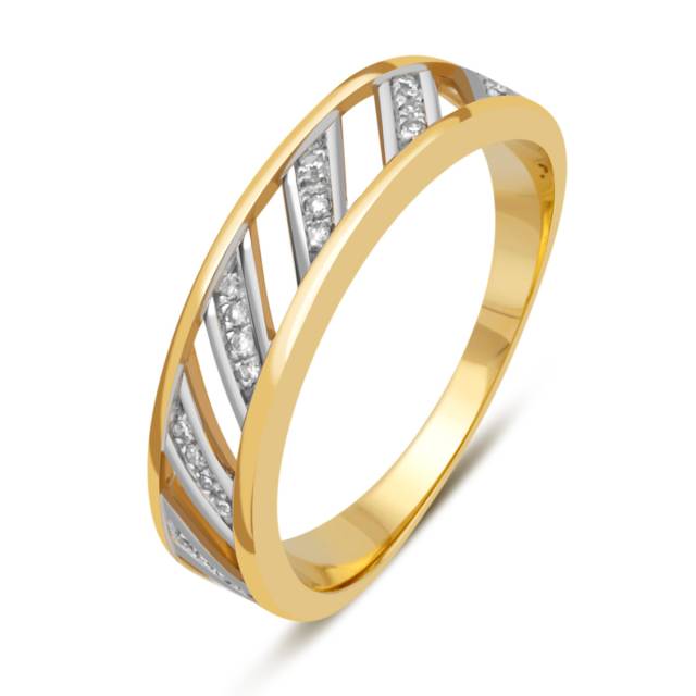 Кольцо из комбинированного золота с бриллиантами (010729)