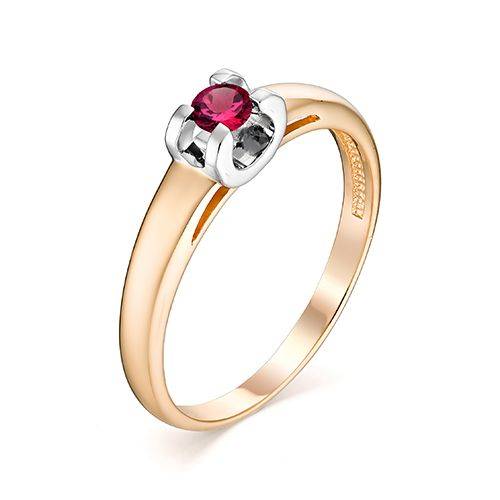 Помолвочное кольцо из красного золота с рубином (034593)