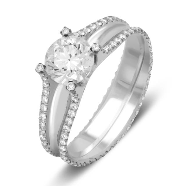 Помолвочное кольцо из белого золота с бриллиантами (038020)