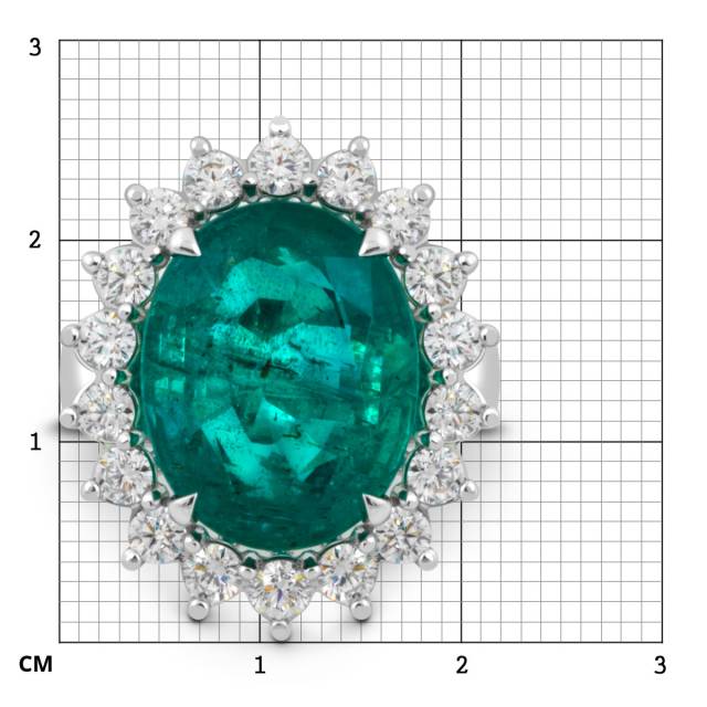 Кольцо из белого золота с изумрудом (047207)
