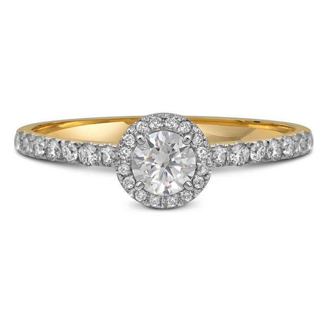 Помолвочное кольцо из желтого золота с бриллиантами  (052742)