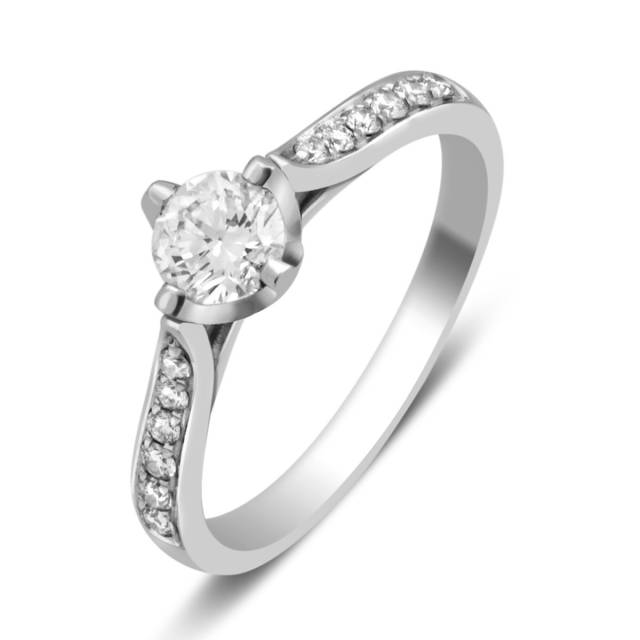Помолвочное  кольцо из белого золота с бриллиантами (027912)