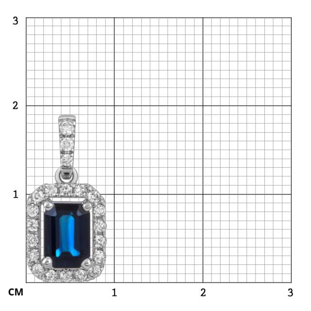 Кулон из белого золота с бриллиантами и сапфиром (052428)