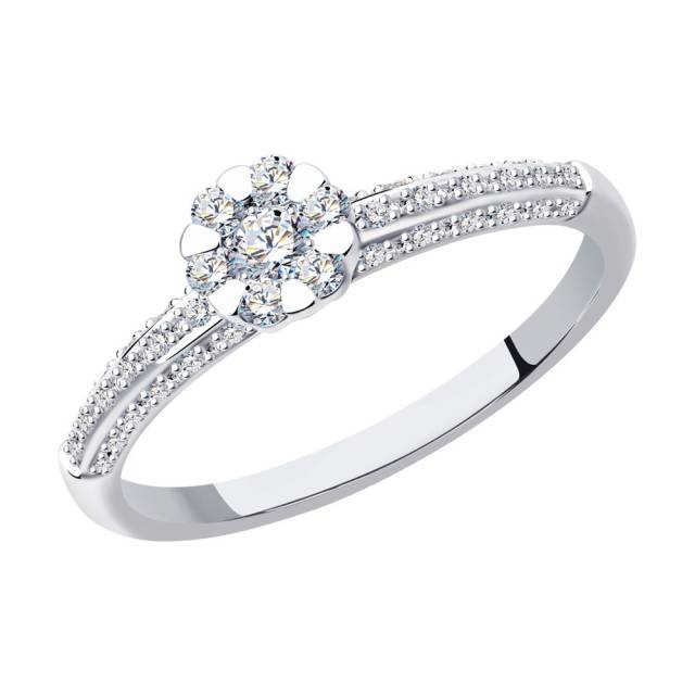 Помолвочное кольцо из белого золота с бриллиантами (047372)