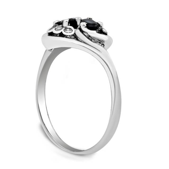 Кольцо из белого золота с бриллиантами и сапфирами (019342)
