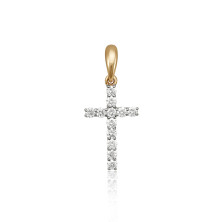 Кулон крест из комбинированного золота с бриллиантами (053026)