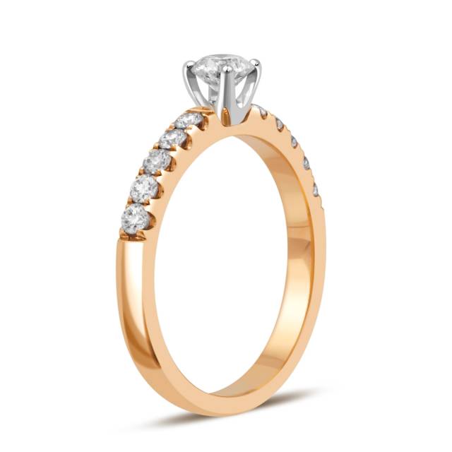 Помолвочное кольцо из комбинированного золота с бриллиантами (049668)