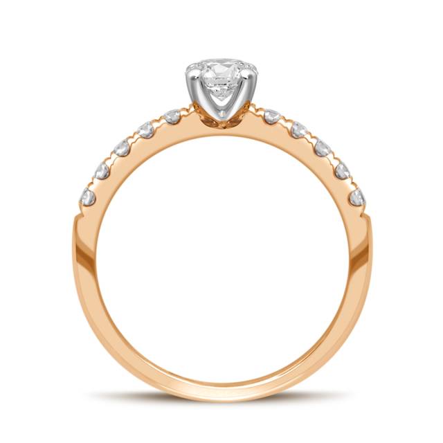 Помолвочное кольцо из комбинированного золота с бриллиантами (049668)