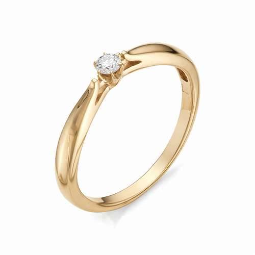 Помолвочное кольцо из красного золота с бриллиантом (031303)