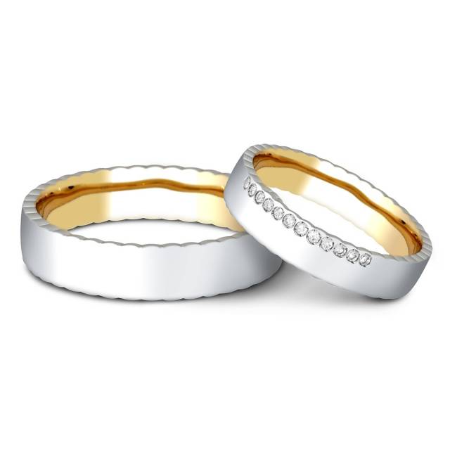 Обручальное кольцо из комбинированного золота с бриллиантами Tiamo (014950)