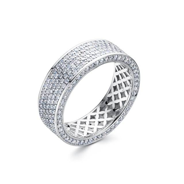 Обручальное кольцо из белого золота с бриллиантами (054201)