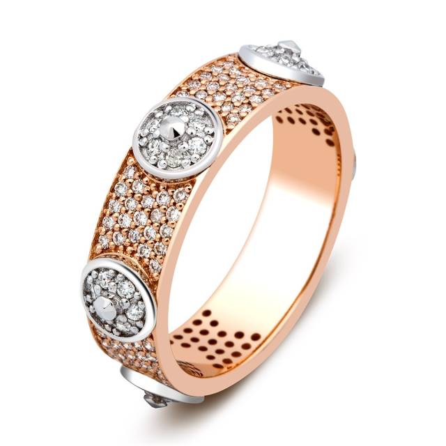Кольцо из комбинированного золота с бриллиантами (023206)
