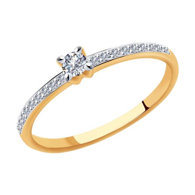 Помолвочное кольцо из красного золота с бриллиантами (042887)