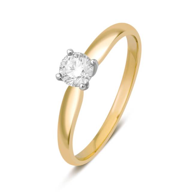 Помолвочное кольцо из комбинированного золота с бриллиантом (049492)
