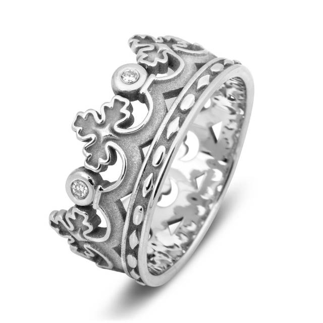 Эксклюзивное обручальное кольцо из белого золота с бриллиантами Корона (005957)