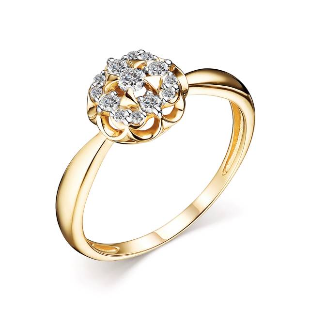 Кольцо из жёлтого золота с бриллиантами (048994)