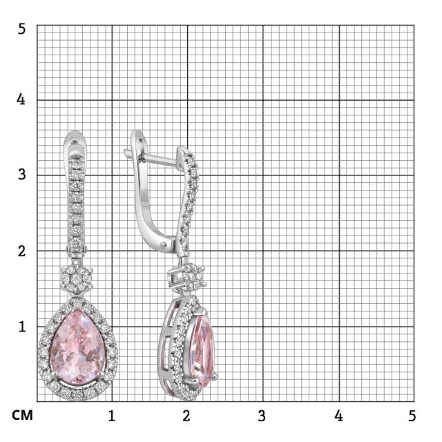 Серьги из белого золота с бриллиантами и морганитами (058457)