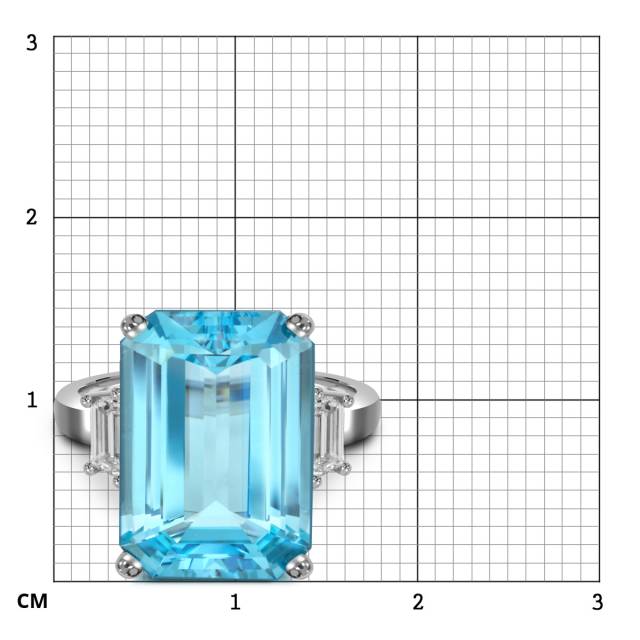 Кольцо из белого золота с бриллиантами и аквамарином (059185)