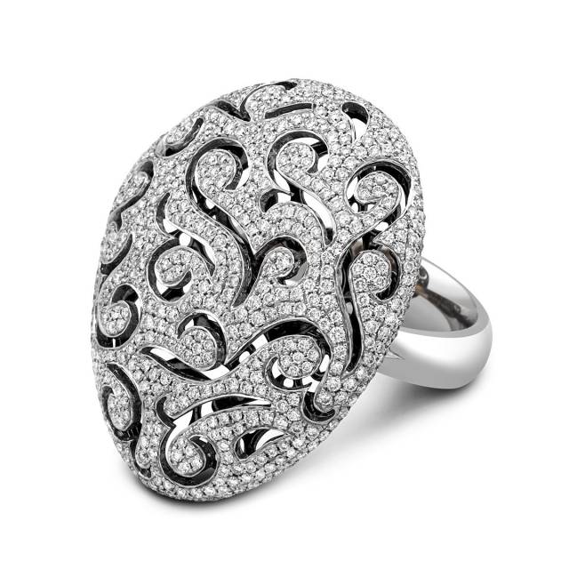 Кольцо из белого золота с бриллиантами (019813)