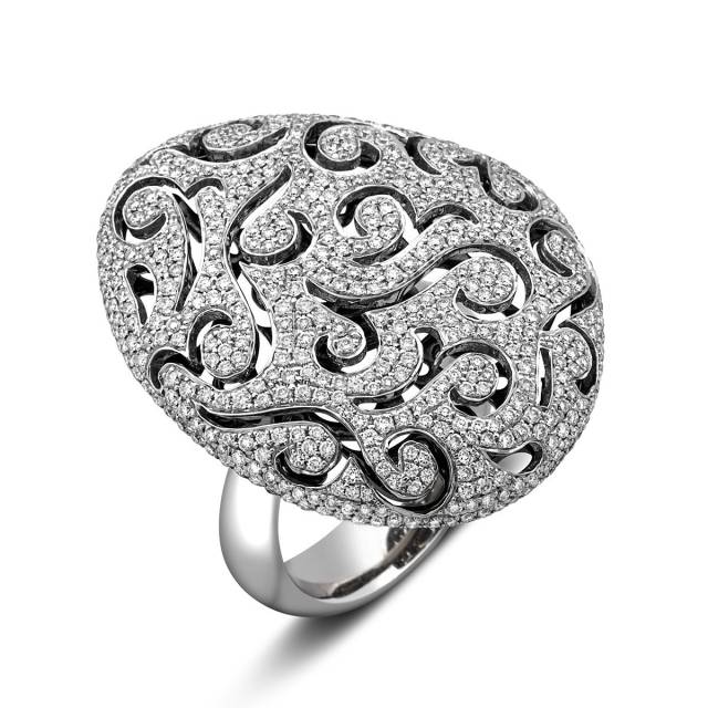 Кольцо из белого золота с бриллиантами (019813)