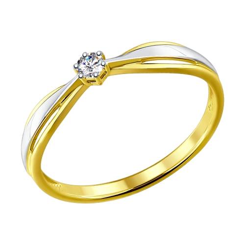 Помолвочное кольцо из комбинированного золота с бриллиантом (027882)