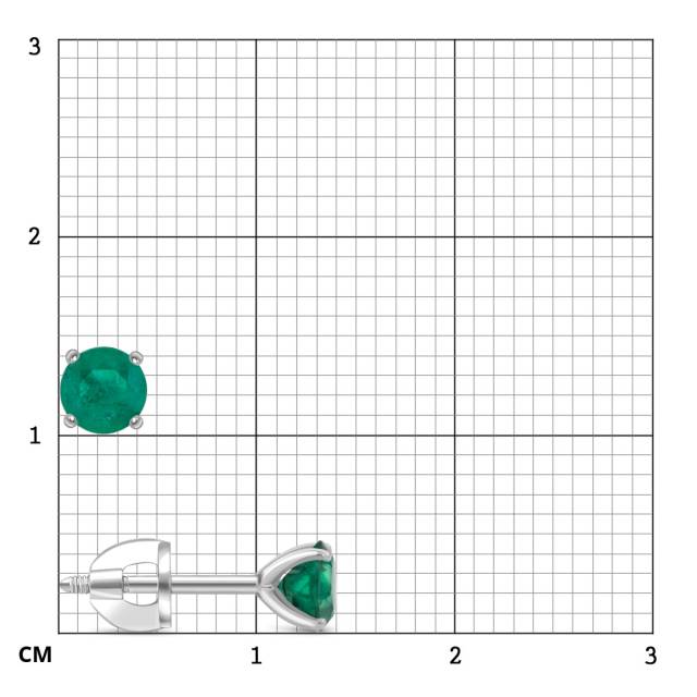 Серьги пусеты из белого золота с изумрудами (051711)