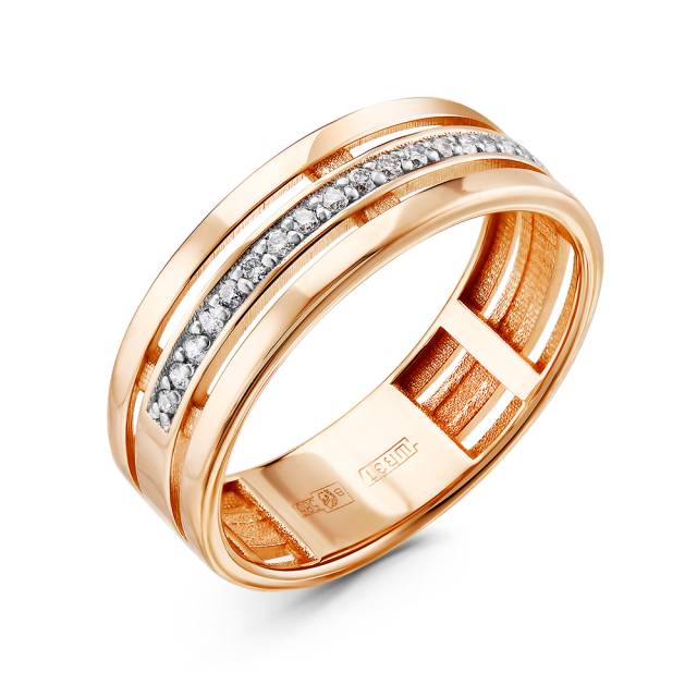 Кольцо из красного золота с бриллиантами (052989)