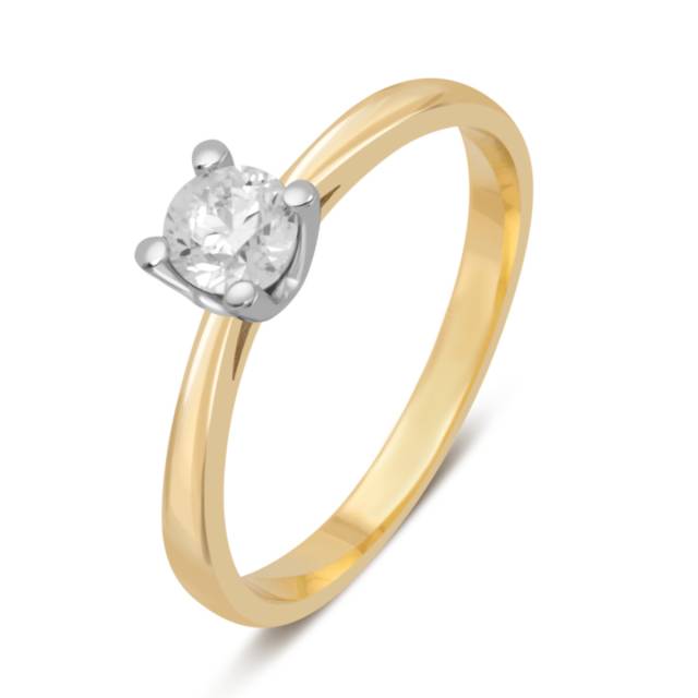Помолвочное кольцо из комбинированного золота с бриллиантом (038842)